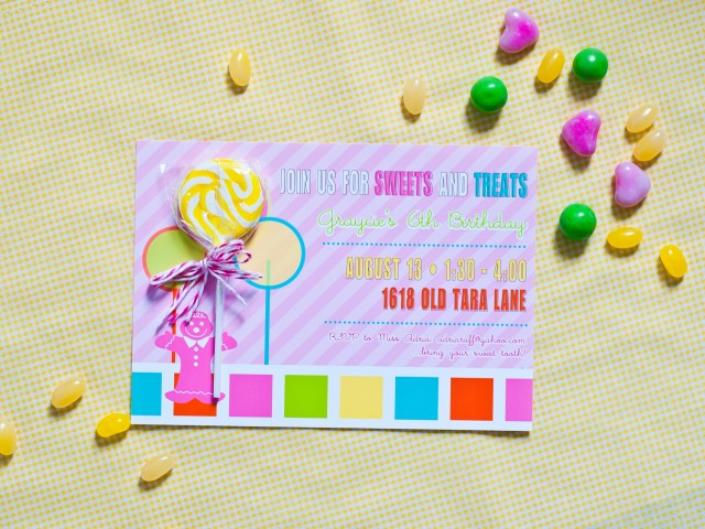 candy land inspired birthday party invitation